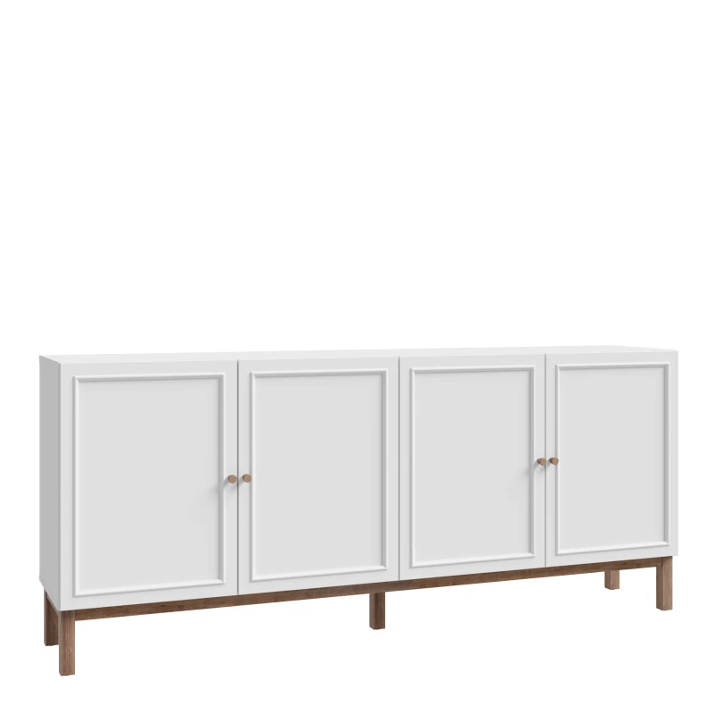 Image of Furniture To Go Wensley 4 Door 1 Drawer Sideboard in Light Grey & Oak Grey Unisex