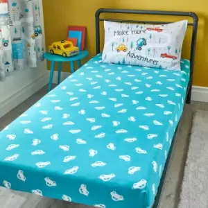 Image of Bedlam Kids Little Transport Print Fitted Sheet, Grey, Junior