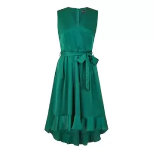 Image of Mela London Green Satin Dipped Hem Midi Dress - Green