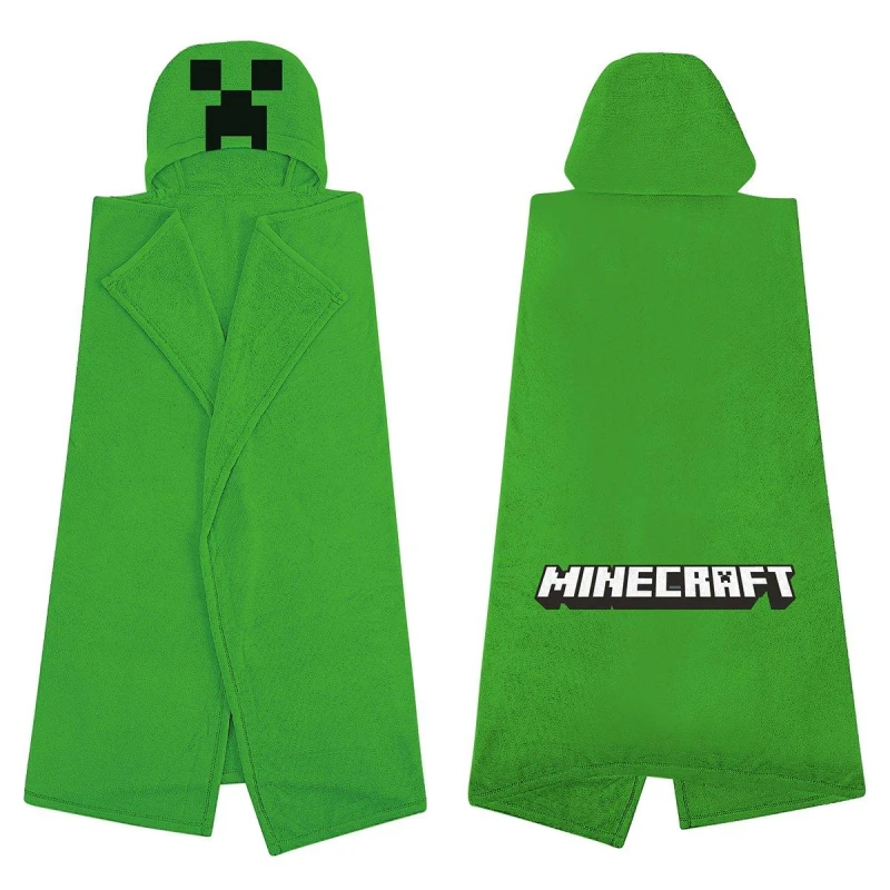 Image of Minecraft Minecraft Minecraft Creeper Hooded Fleece Blanket - Multi One Size Unisex
