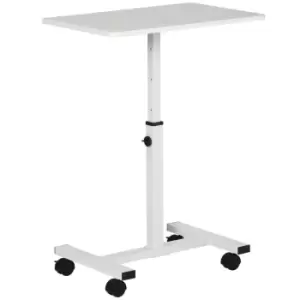Image of Homcom Mobile Laptop Table End Table With Wheels Height Adjustable White