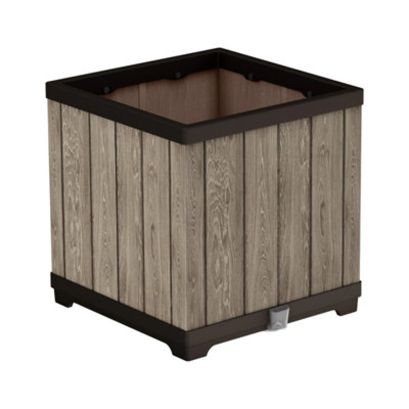 Image of Keter Deco Square Planter, Brown 262199