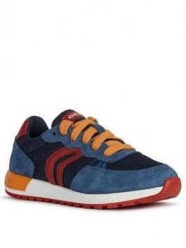Image of Geox Boys Alben Lace Up Trainers - Blue/Red