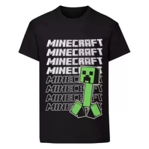 Image of Minecraft Childrens/Kids Repeat Logo T-Shirt (7-8 Years) (Black)