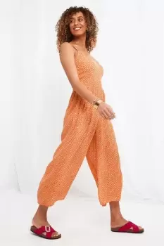 Image of Strappy Boho Wide Leg Cropped Jumpsuit