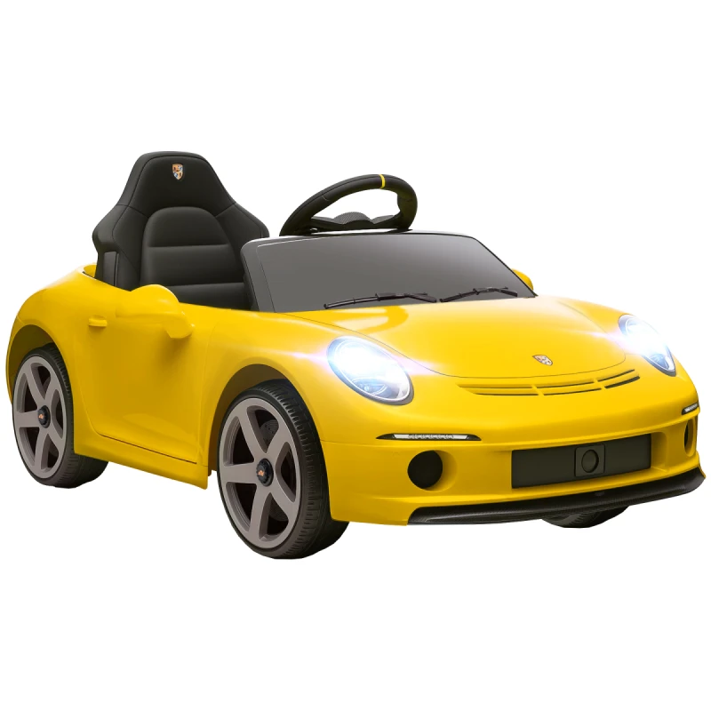 Image of AIYAPLAY Electric Car for Kids 12V Licensed RUF GT for 3-5 Years, Yellow, Yellow 370-392V70YL