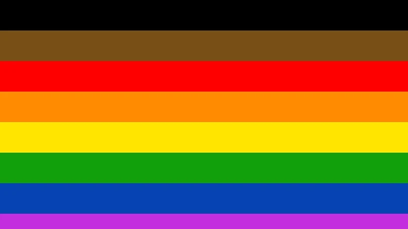 Image of Shatchi 5ft x 3ft Rainbow Eight Strip Flag Decorations Multi