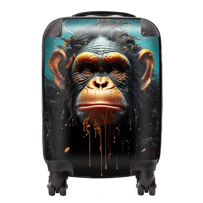 Image of Warren Reed - Designer Monkey Face Splashart Blue Suitcase Size: Medium Blue Unisex Medium