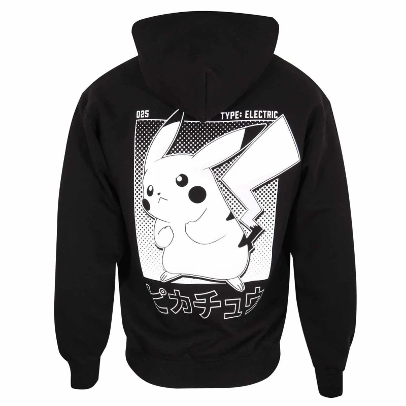 Image of Pokemon Mens Pikachu Half Tone Hoodie in Black Size: Small Black Male S