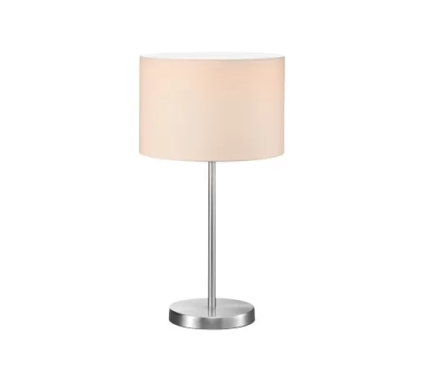 Image of Hotel Modern 30cm Table Lamp with Round Shade Nickel Matt with White Shade