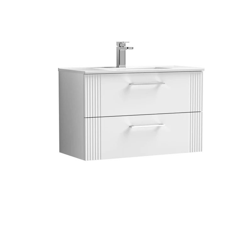 Image of Balterley 2 Drawer Wall Hung Vanity Unit Minimalist Basin White 800mm White