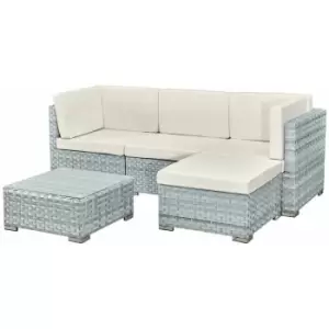 Image of Oseasons Trinidad Rattan 4 Seat Modular Chaise Lounge Set in Stone Grey