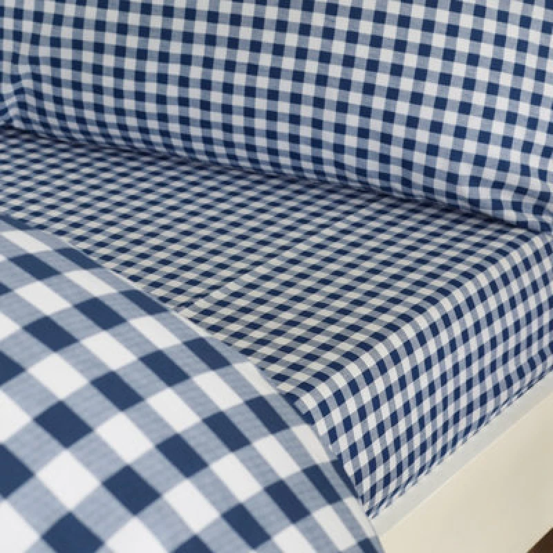 Image of Catherine Lansfield Bamford Gingham Check Bed Linen Fitted Sheet Navy