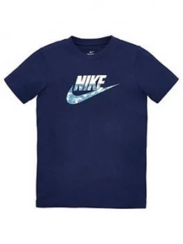 Image of Nike Sportswear Older Boys Futura Camo Logo T-Shirt - Navy, Size L, 12-13 Years