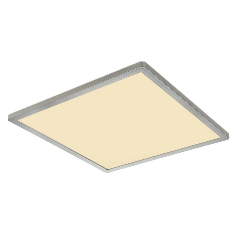Image of Netlighting Sapana 42cm Square Flush Ceiling Light Nickel Matt IP44 LED 3000K in Grey Grey Unisex