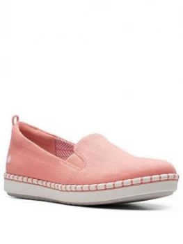 Image of Clarks Step Glow Slip On Espadrille - Coral, Size 6, Women