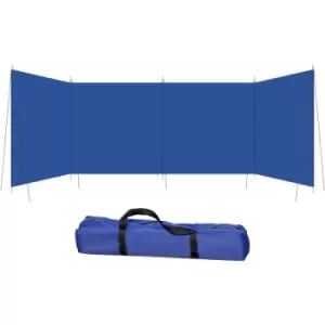 Image of Outsunny Camping Windbreak Portable Wind Blocker Privacy Wall, 4.5m x 1.5m - Blue