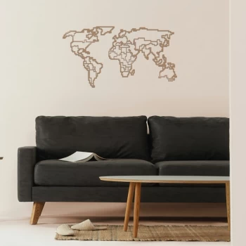 Image of World Map Metal Decor 6 - Copper Copper Decorative Metal Wall Accessory
