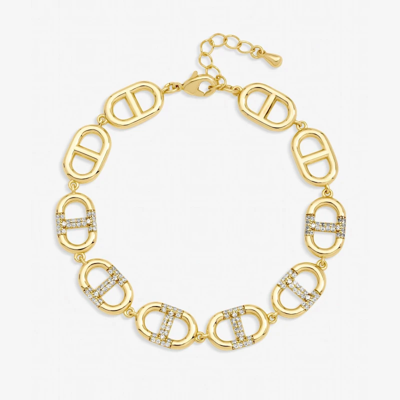 Image of Jon Richard Womens Gold Plated & Crystal Link Bracelet Gold Female One Size