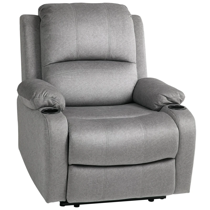 Image of HOMCOM Recliner Armchair for Living Room - Recliner Chair with Cup Holder - Grey TJ Hughes 5061025082308