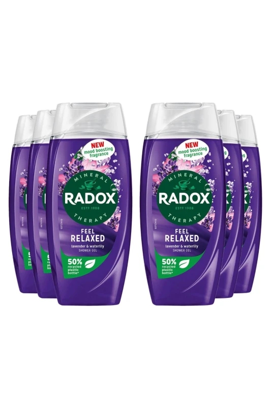 Image of Radox 'Shower Gel' Feel Relaxed with Lovender & Waterlily, 6 x 225ml Purple female