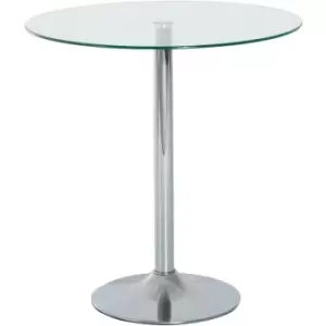 Image of HOMCOM Round Bar Table Bistro Pub Counter w/ Tempered Glass Top for Kitchen - Silver