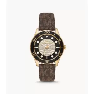 Image of Michael Kors Womens Runway Three-Hand Pvc Watch - Brown