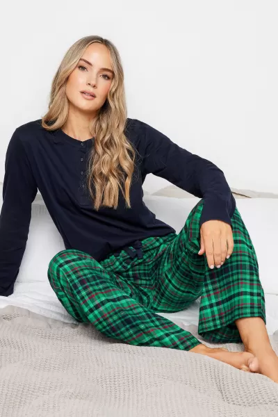 Image of Long Tall Sally Turq Woven Check Pj Pant