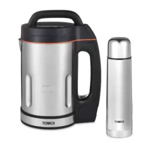 Image of Tower T12055 1000W 1.6L Soup Maker and 500ml Flask - Silver