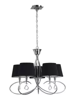 Image of Ceiling Pendant 5 Light E14, Polished Chrome with Black Shades