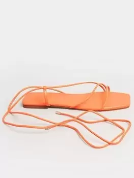 Image of Long Tall Sally Strappy Flat Sandal - Orange, Size 8, Women