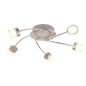 Image of LED 5 Light Bathroom Semi flush Chrome With, Frosted Acrylic IP44