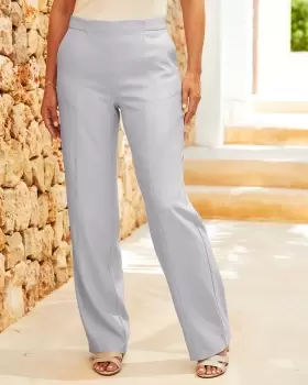 Image of Cotton Traders Womens Forever Flattering Wide-Leg Trousers in Grey