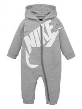 Image of Nike Sportswear Baby Boys All Day Play Full Zip Hooded All In One - Grey Heather