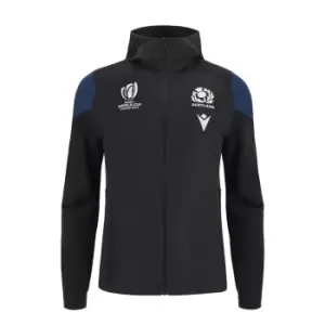 Image of Macron Scotland Rugby Full Zip Hoodie 2023 2024 Juniors - Black