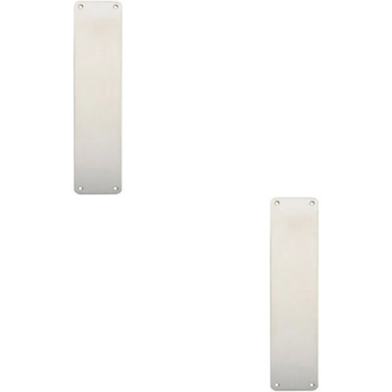 Image of Loops 2x Plain Door Finger Plate 350 x 75mm Bright Stainless Steel Push Plate Metallics