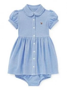 Image of Ralph Lauren Baby Girls Oxford Shirt Dress, Blue, Size 12 Months