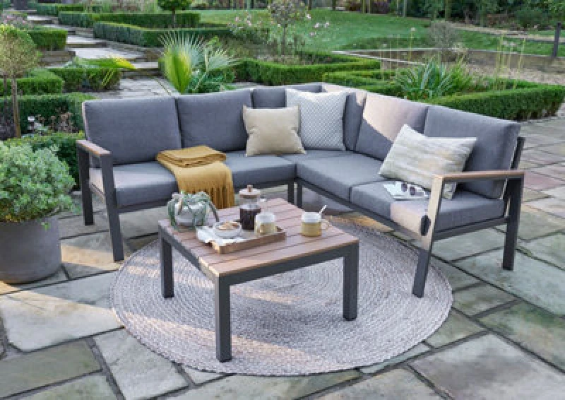 Image of Norfolk Leisure Lifestyle Easton Mini Corner Set with Cushions Stone