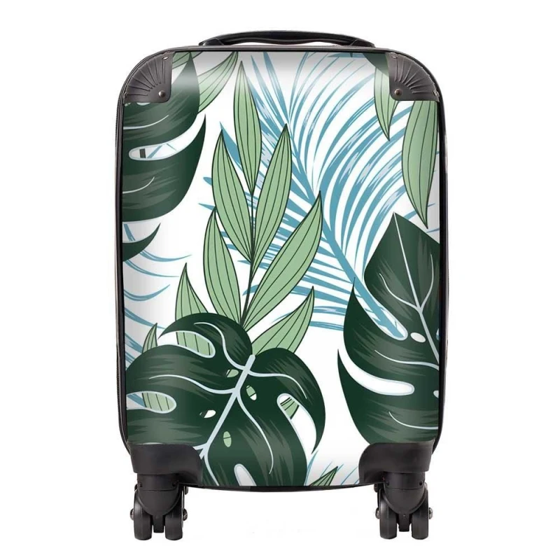 Image of Warren Reed - Designer Tropical Pattern With Bright Plants & Flowers Suitcase in Green Size: Medium Green Unisex Medium