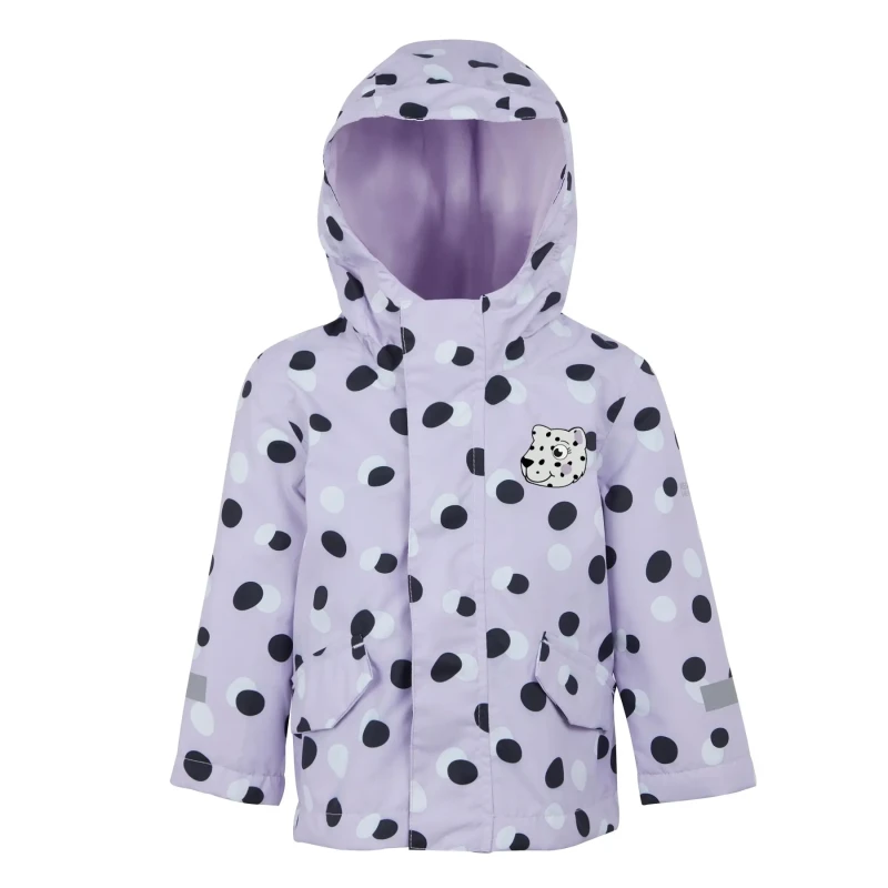 Image of Regatta Girls Animal Rainy Day Waterproof Jacket 60-72 Months (110-116cm) Shyla The Leopard Lilac Frost RKP276G-26Y-60