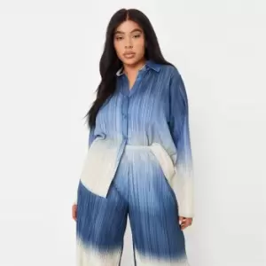Image of Missguided Coord Plisse Oversized Shirt Ombre - Blue