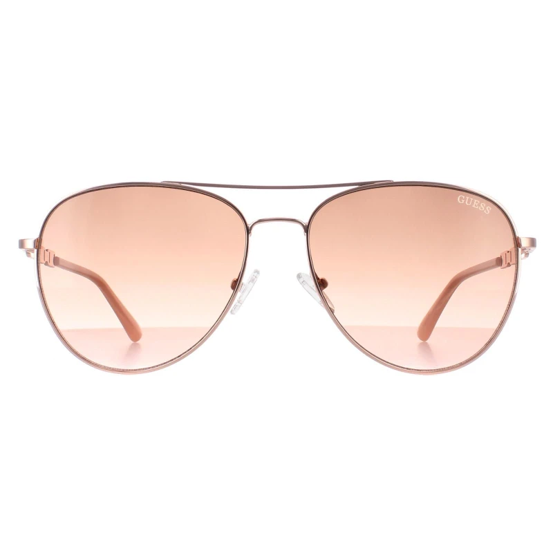 Image of Guess Aviator Shiny Rose Gold Brown Gradient GF6143 Gold female
