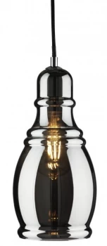 Image of 1 Light Ceiling Pendant Chrome, Smokey, Glass, E27