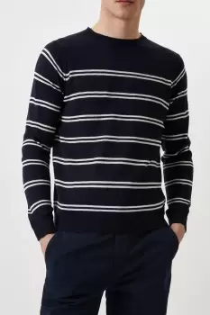 Image of Mens Stripe Knitted Crew Neck Jumper