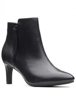 Image of Clarks Calla Blossom Wide Fit Ankle Boots - Black Leather, Size 3, Women
