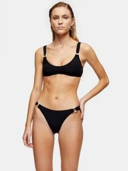 Image of Topshop Square Ring High Leg Bikini Briefs - Black
