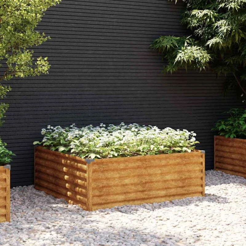 Image of vidaXL Garden Raised Bed 100x100x36cm Corten Steel, Brown 151993