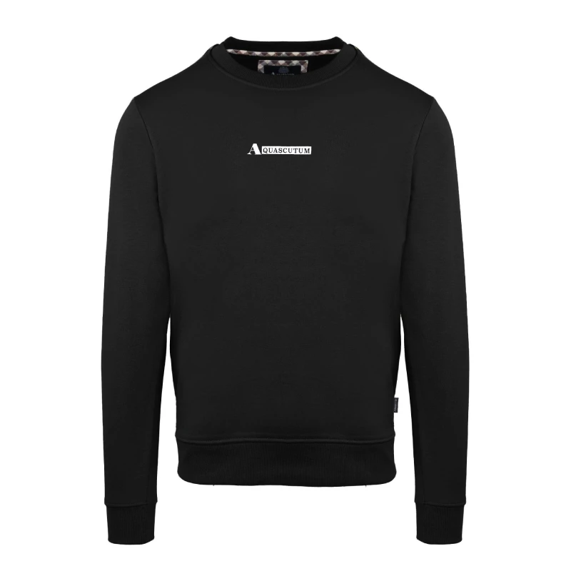 Image of Aquascutum Mens Round Neck Crew Sweatshirt - Black Male S