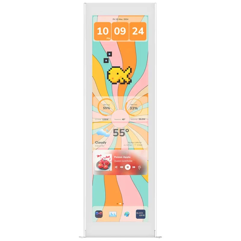 Image of HYTE Y70 touch infinite Display - 14.9" IPS panel, 682 x 2560 (2.5K) resolution, 60Hz, 10-point multi-touch - White - ACC-HYTE-LK-Y7TTI-WW