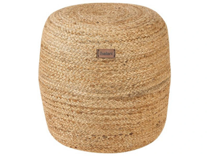 Image of Beliani Mediterranean Pouffe Dalama Jute Sand Beige